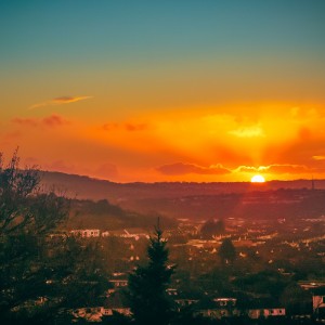 Sunset over the city of Bristol